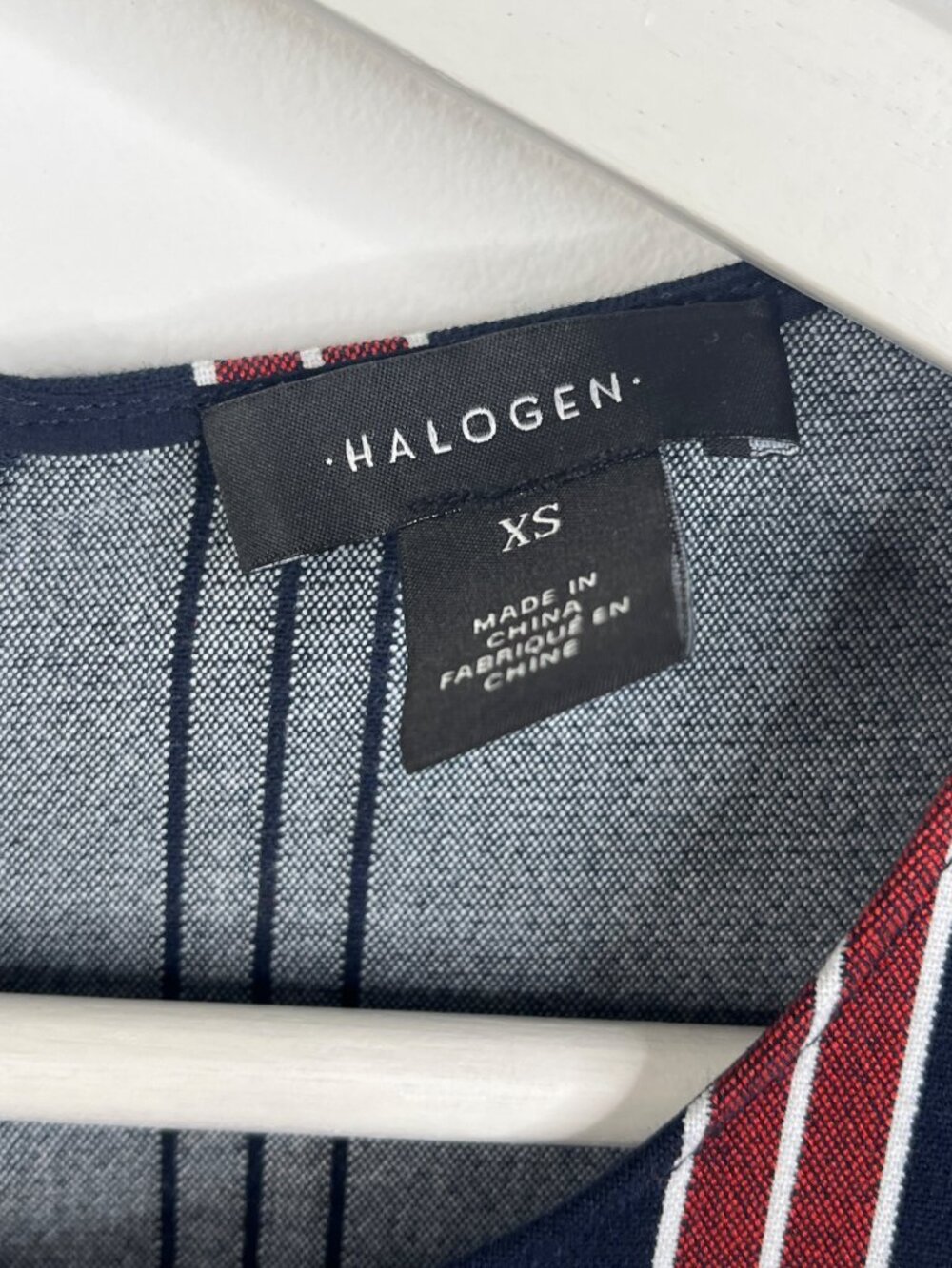 Halogen Dress Womens XS Navy Red Stripe Sleeveless Shift Career Casual - Picture 7 of 12